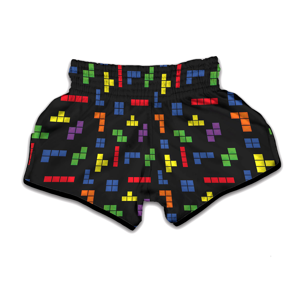 Colorful Block Puzzle Game Pattern Print Muay Thai Boxing Shorts