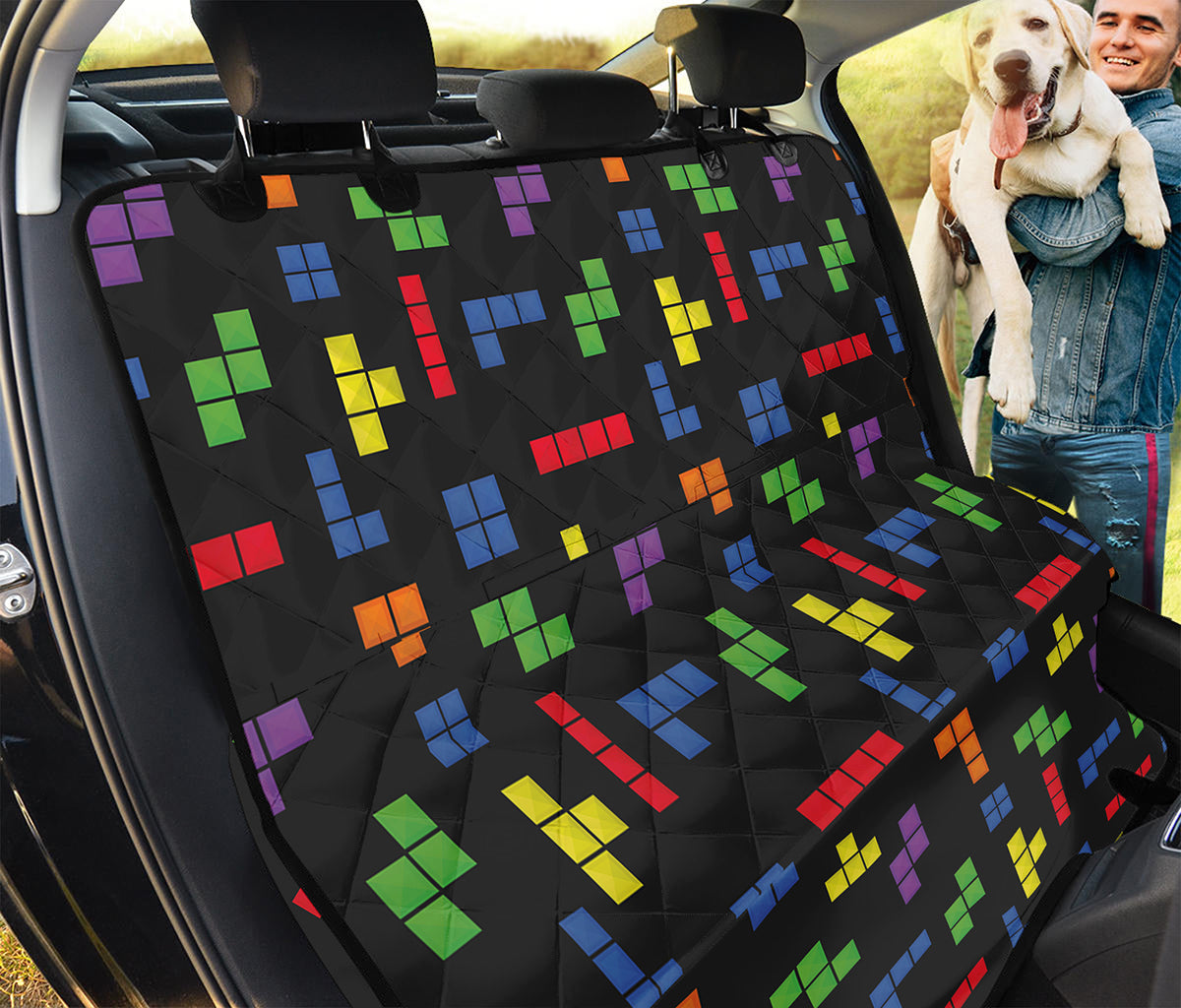 Colorful Block Puzzle Game Pattern Print Pet Car Back Seat Cover