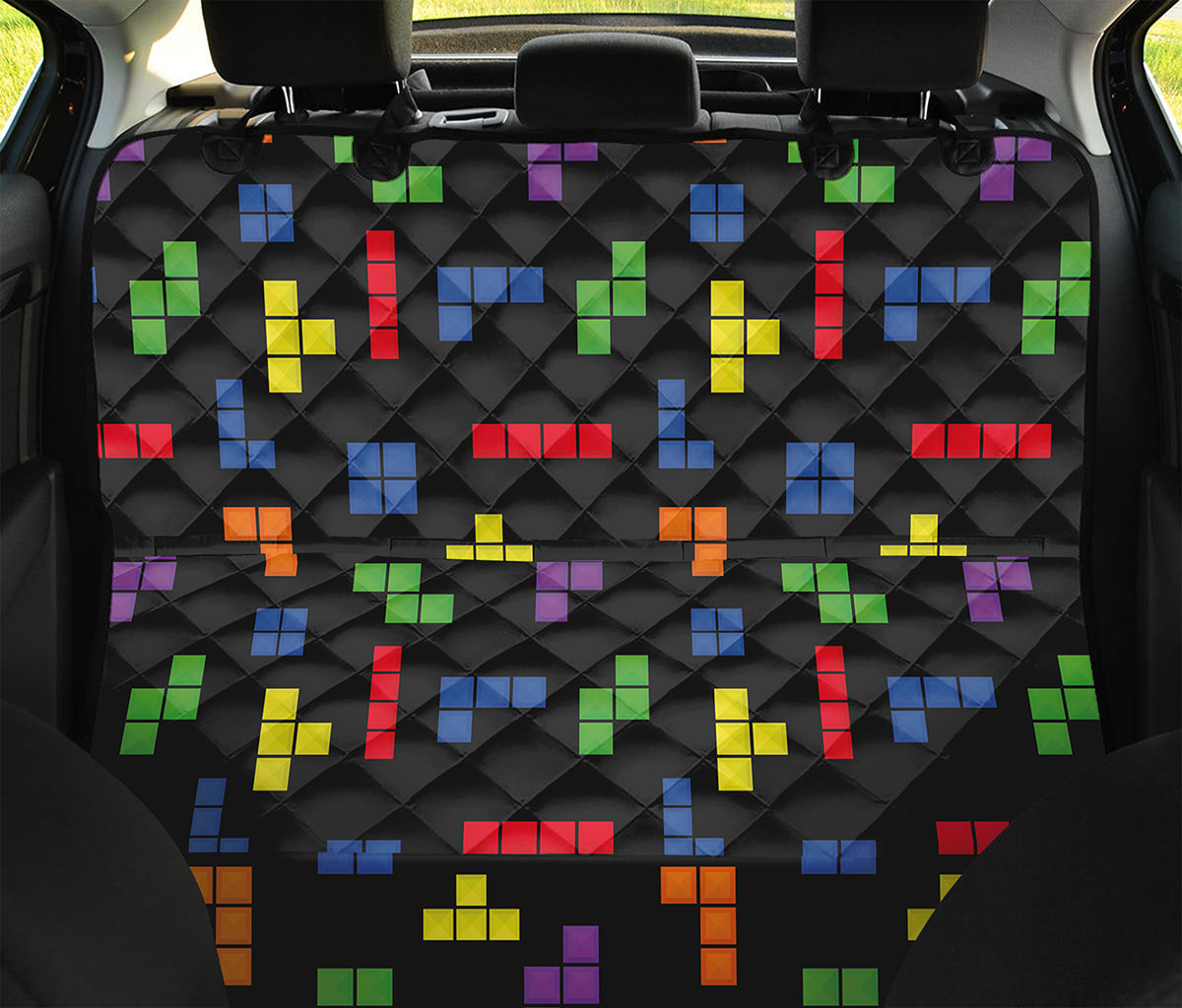 Colorful Block Puzzle Game Pattern Print Pet Car Back Seat Cover