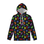 Colorful Block Puzzle Game Pattern Print Pullover Hoodie