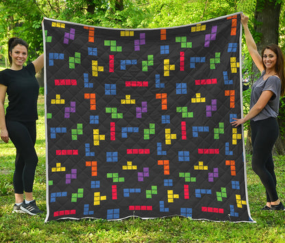 Colorful Block Puzzle Game Pattern Print Quilt