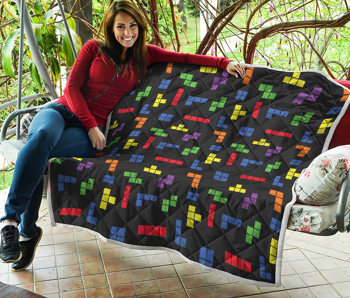 Colorful Block Puzzle Game Pattern Print Quilt