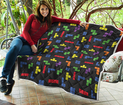 Colorful Block Puzzle Game Pattern Print Quilt
