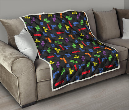 Colorful Block Puzzle Game Pattern Print Quilt