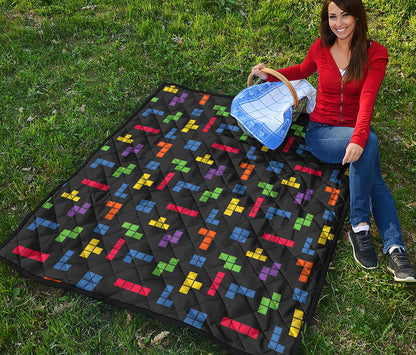 Colorful Block Puzzle Game Pattern Print Quilt
