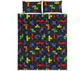 Colorful Block Puzzle Game Pattern Print Quilt Bed Set