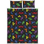 Colorful Block Puzzle Game Pattern Print Quilt Bed Set