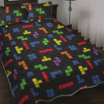 Colorful Block Puzzle Game Pattern Print Quilt Bed Set