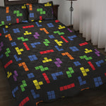 Colorful Block Puzzle Game Pattern Print Quilt Bed Set