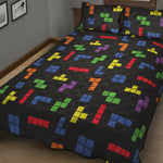 Colorful Block Puzzle Game Pattern Print Quilt Bed Set