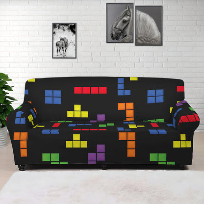 Colorful Block Puzzle Game Pattern Print Sofa Cover
