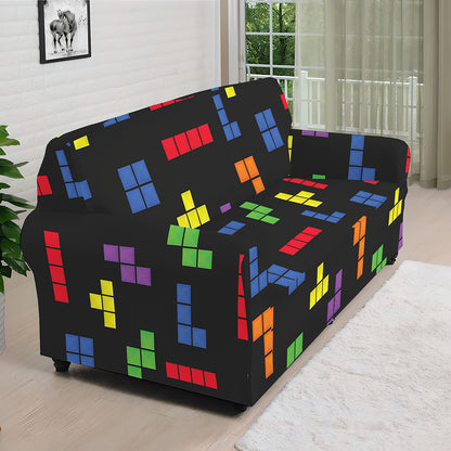Colorful Block Puzzle Game Pattern Print Sofa Cover