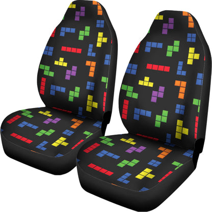 Colorful Block Puzzle Game Pattern Print Universal Fit Car Seat Covers