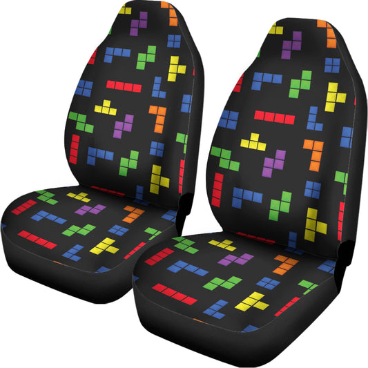 Colorful Block Puzzle Game Pattern Print Universal Fit Car Seat Covers
