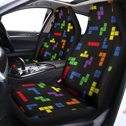 Colorful Block Puzzle Game Pattern Print Universal Fit Car Seat Covers