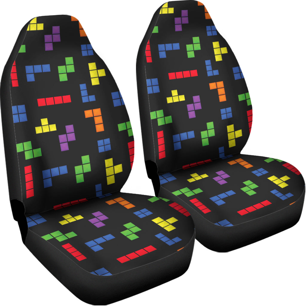 Colorful Block Puzzle Game Pattern Print Universal Fit Car Seat Covers