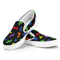 Colorful Block Puzzle Game Pattern Print White Slip On Sneakers