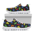 Colorful Block Puzzle Game Pattern Print White Running Shoes