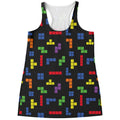 Colorful Block Puzzle Game Pattern Print Women's Racerback Tank Top