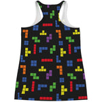 Colorful Block Puzzle Game Pattern Print Women's Racerback Tank Top