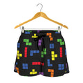 Colorful Block Puzzle Game Pattern Print Women's Shorts