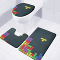 Colorful Block Puzzle Video Game Print 3 Piece Bath Mat Set