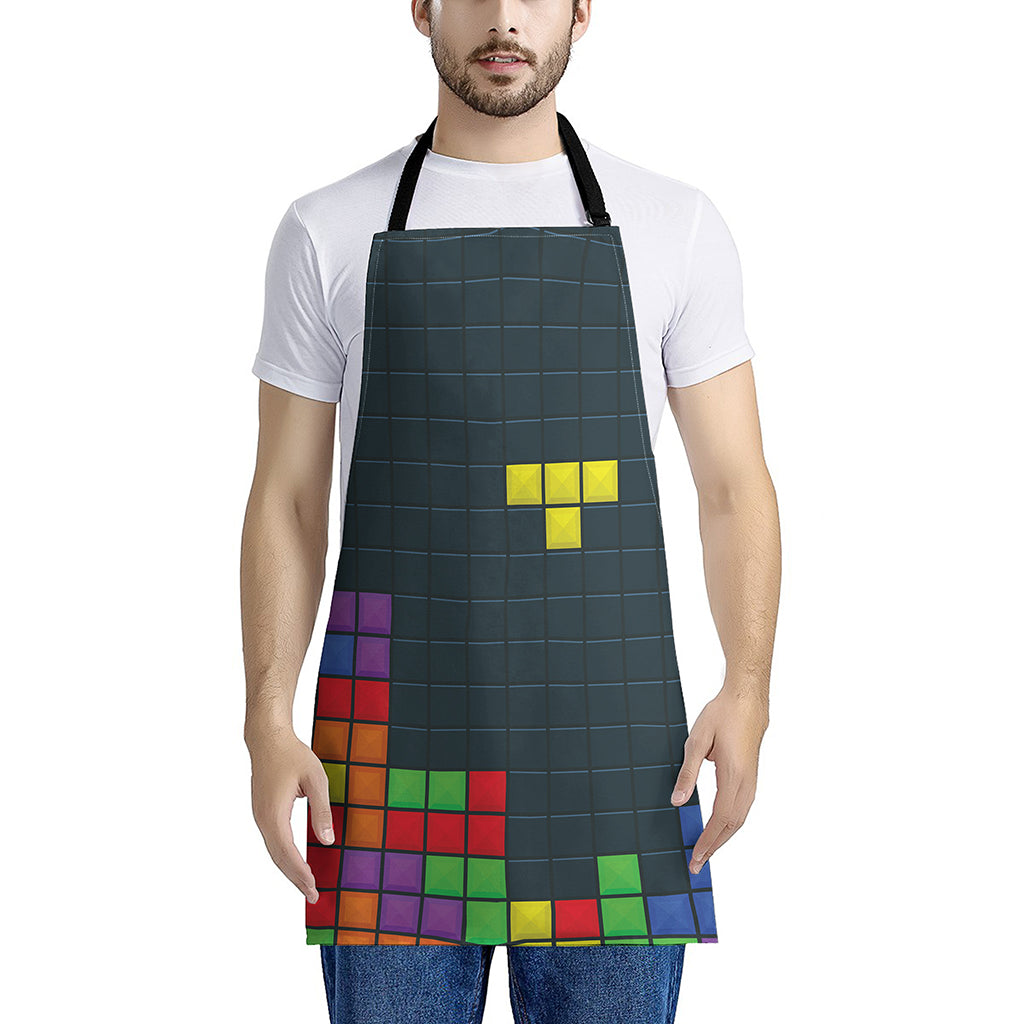 Colorful Block Puzzle Video Game Print Apron