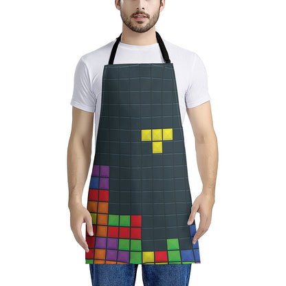 Colorful Block Puzzle Video Game Print Apron