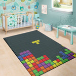 Colorful Block Puzzle Video Game Print Area Rug
