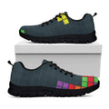 Colorful Block Puzzle Video Game Print Black Running Shoes