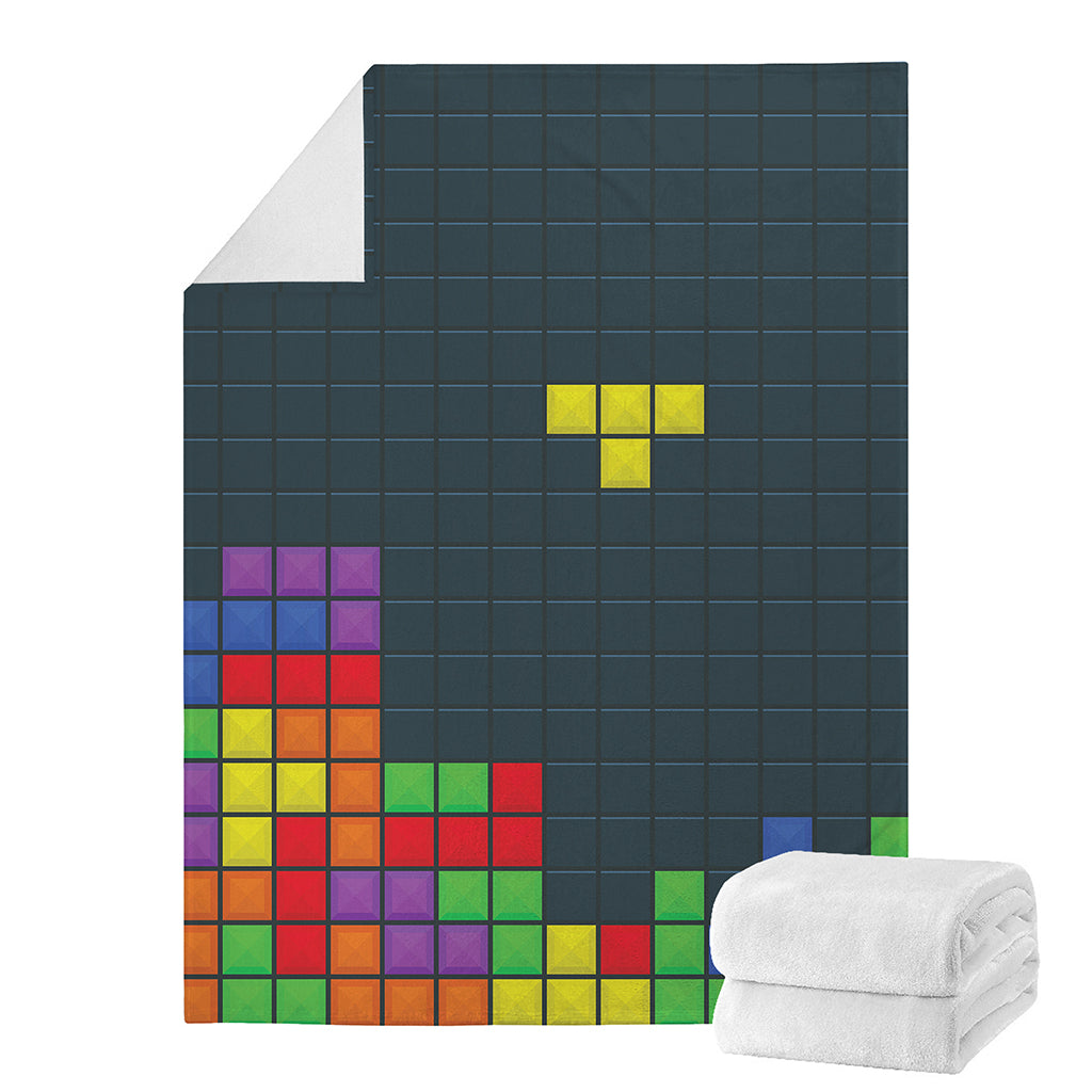 Colorful Block Puzzle Video Game Print Blanket