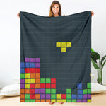 Colorful Block Puzzle Video Game Print Blanket