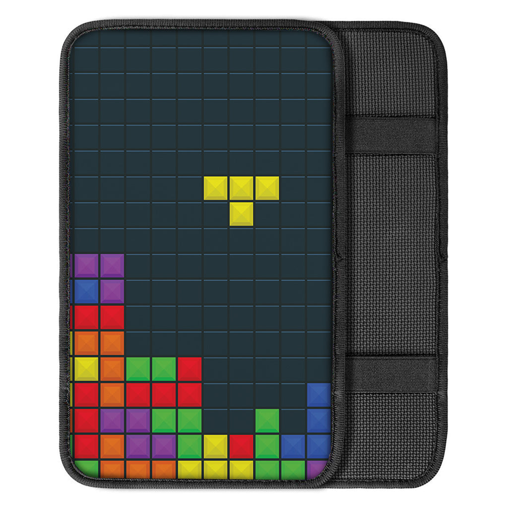 Colorful Block Puzzle Video Game Print Car Center Console Cover