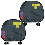 Colorful Block Puzzle Video Game Print Car Headrest Covers
