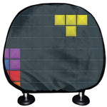 Colorful Block Puzzle Video Game Print Car Headrest Covers
