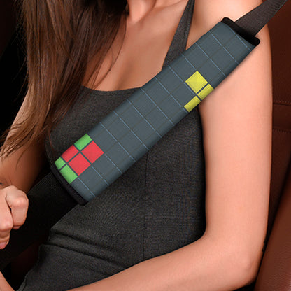 Colorful Block Puzzle Video Game Print Car Seat Belt Covers