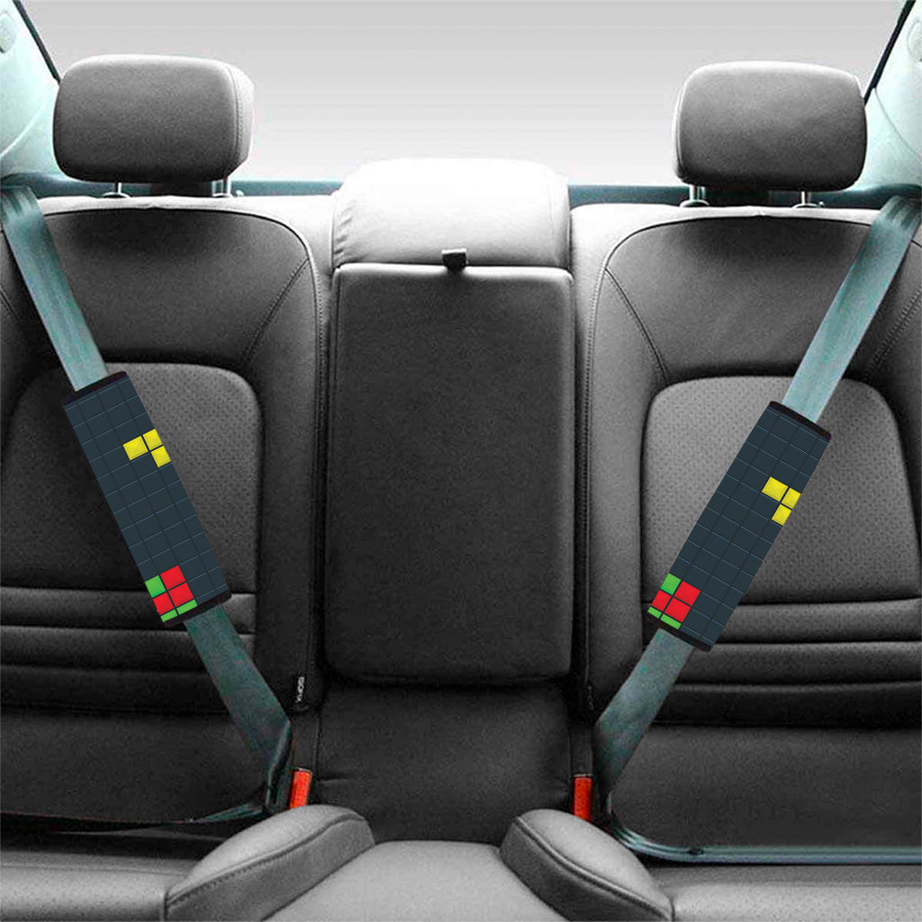 Colorful Block Puzzle Video Game Print Car Seat Belt Covers