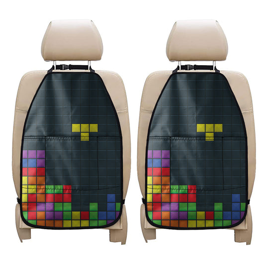 Colorful Block Puzzle Video Game Print Car Seat Organizers