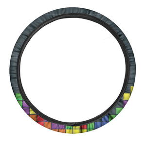 Colorful Block Puzzle Video Game Print Car Steering Wheel Cover