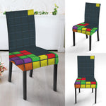 Colorful Block Puzzle Video Game Print Dining Chair Slipcover