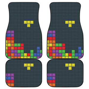 Colorful Block Puzzle Video Game Print Front and Back Car Floor Mats