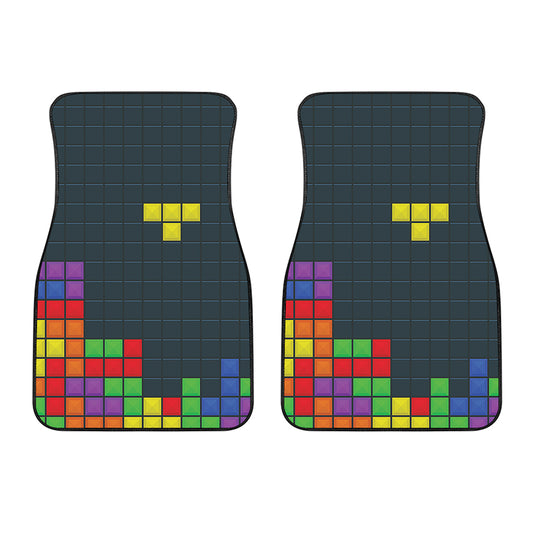 Colorful Block Puzzle Video Game Print Front Car Floor Mats