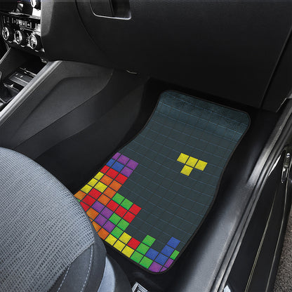 Colorful Block Puzzle Video Game Print Front Car Floor Mats