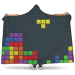 Colorful Block Puzzle Video Game Print Hooded Blanket