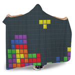 Colorful Block Puzzle Video Game Print Hooded Blanket