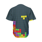 Colorful Block Puzzle Video Game Print Men's Baseball Jersey