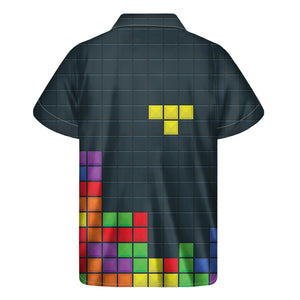 Colorful Block Puzzle Video Game Print Men's Short Sleeve Shirt