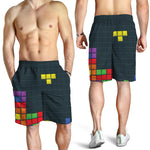 Colorful Block Puzzle Video Game Print Men's Shorts
