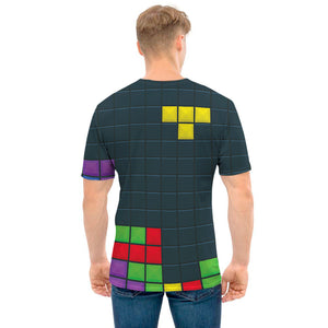 Colorful Block Puzzle Video Game Print Men's T-Shirt