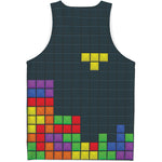 Colorful Block Puzzle Video Game Print Men's Tank Top